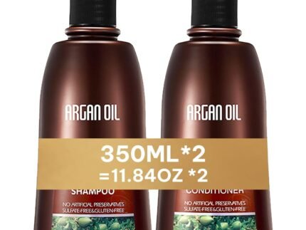 2 Pack Natural Organic Sulfate Free Moroccan Argan Oil Shampoo and Conditioner Sets – Color Safe Treatment, UV Protection, Intense Moisturizing Smooth For Dry, Damaged, Frizzy Hair,350ML*2