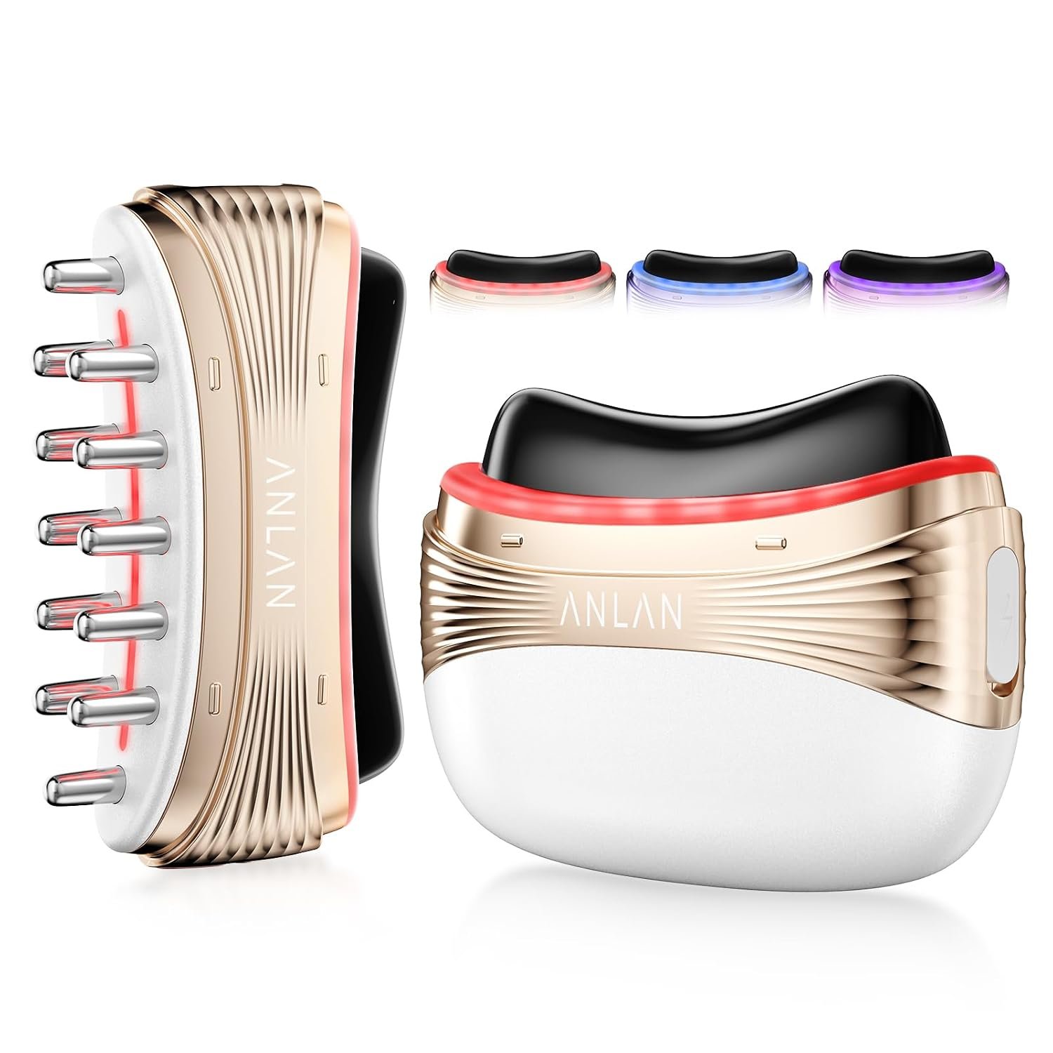 2-in-1 Electric Heated Gua Sha Tool & Scalp Massage Comb, Red Light 2-in-1 Electric Heated Gua Sha Tool & Scalp Massage Comb, Red Light