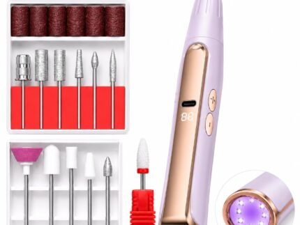 2-in-1 Electric Nail Drill & UV Nail Lamp,Nail File Drill for Acrylic Gel Dip Powder Nails,Nail Drill Machine with 3-Speed & LED Display,Nail File Kit for Manicure Pedicure Home Use for Beginners