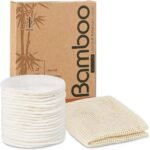 20 Packs Organic Reusable Makeup Remover Pads, Washable Bamboo Cotton Rounds for All Skin Types with Cotton Laundry Bag