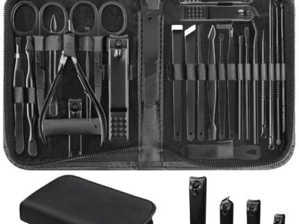 26Pcs Manicure Nail Clipper Set for Men Women Gift, Black Case