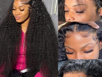28 Inch Deep Wave Lace Front Wigs Human Hair 13x6 HD Transparent Lace Front Wigs Human Hair Pre Plucked 200% Density Curly Human Hair Wig For Women Deep Wave Wigs Natural Black Color