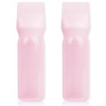2Pack Root Comb Applicator Bottle – 6 Oz Hair Oil Applicator, Dye Bottle Tools with Oil Dispenser & Root Comb Brush – Pink