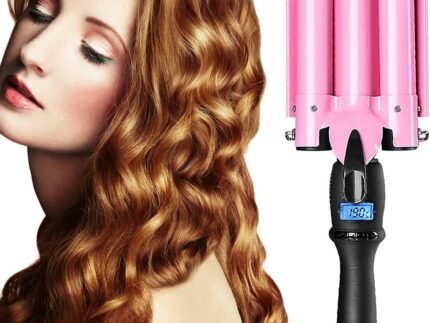 3 Barrel Curling Iron Hair Waver with LCD Temperature Display for Women