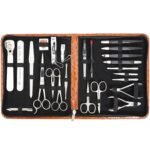 3 Swords Germany - Brand Quality 23 piece Manicure Pedicure Grooming kit Set for Professional Finger & Toe Nail Care Tweezers File Clipper Fashion Leather case in Gift Box, Made by 3 Swords (7452)