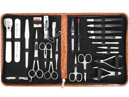 3 Swords Germany - Brand Quality 23 piece Manicure Pedicure Grooming kit Set for Professional Finger & Toe Nail Care Tweezers File Clipper Fashion Leather case in Gift Box, Made by 3 Swords (7452)