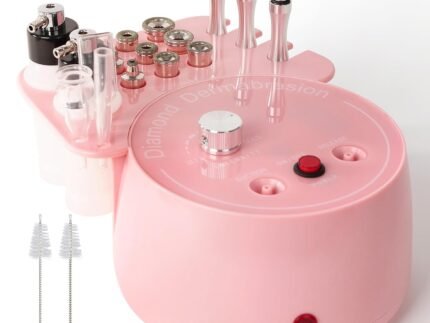 3 in 1 Diamond Micro DermaBrasion Machine,Mcwdoit Professional Dermabrasion Facial Skin Care Device with Wand, Spray Bottle and Vacuum Glass Tube for Personal Home Beauty Salon Use-Pink