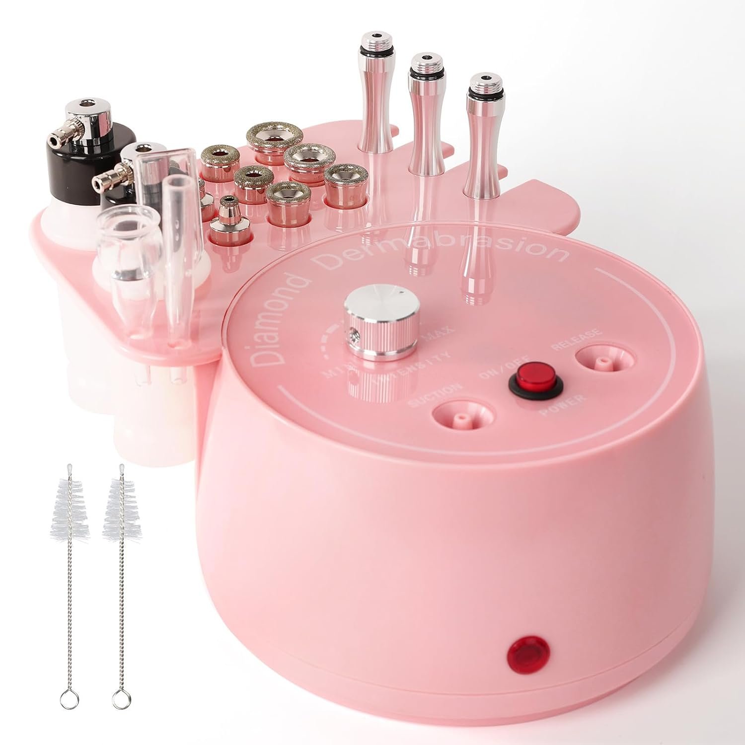 3 in 1 Diamond Micro DermaBrasion Machine,Mcwdoit Professional Dermabrasion Facial Skin Care Device with Wand, Spray Bottle and Vacuum Glass Tube for Personal Home Beauty Salon Use-Pink 3 in 1 Diamond Micro DermaBrasion Machine,Mcwdoit Professional Dermabrasion Facial Skin Care Device with Wand, Spray Bottle and Vacuum Glass Tube for Personal Home Beauty Salon Use-Pink
