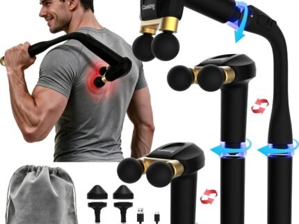 3-in-1 Massage Gun with Detachable Long Handle, Dual-Head Back Massager