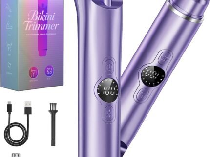 4 in 1 Bikini Trimmer for Women, Electric Razors for Women – Dual Head, Wet & Dry Use Pubic Body Hair Trimmer Electric Shavers, Womens Facial Razors for Legs, Armpits, Bikini Area，Purple