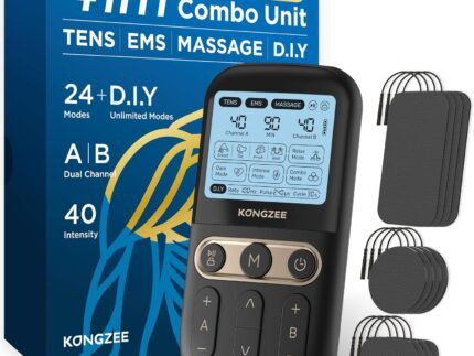 4 in 1 - D.I.Y & Tens Unit & EMS & Massage Muscle Stimulator, Dual Channel TENS Units Therapy Machine for Pain Relief, FDA Cleared Rechargeable Electronic Pulse Massager,with 12pcs Electrode Pads