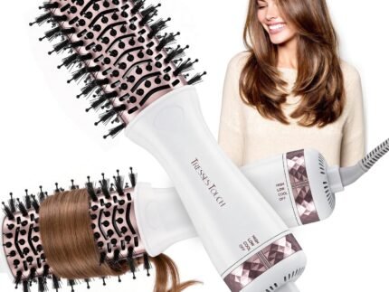 4-in-1 Hair Dryer Brush, Mini Blow Dryer Brush 2 Inch, Travel Brush Dryer Mini for Hot Air/Cold Setting/Styler/Volumizer/Straightener/Curler