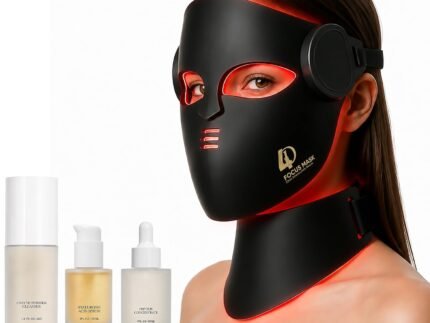 4D Contour-Fit LED Light Therapy Mask for Face & Neck, Red Light Therapy Mask with 7 Colors & NIR Light, Rechargeable Cordless Facial Mask for At-Home Skincare, Black
