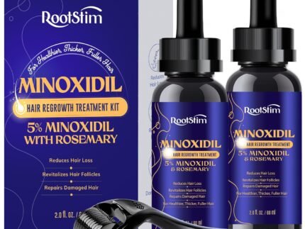 5% Minoxidil Hair Growth Kit for Men & Women, 2-pack Hair & Beard Regrowth Treatment, Topical Hair Growth Serum with Biotin & Rosemary for Thinning Hair, Fuller, Thicker Looking Hair, 4.04 Fl Oz