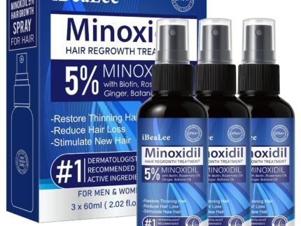 5% Minoxidil Hair Growth for Men and Women, Topical Minoxidil Spray Hair Regrowth with Biotin Batana and Rosemary, Hair Loss Treatment Serum for Stronger Thicker Fuller Hair& Beard, 3 Bottles-K1