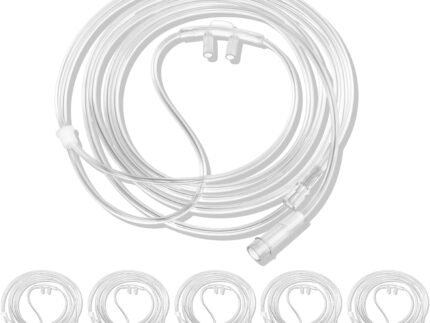 5 Pack Soft Nasal Oxygen Cannula for Adult - 7 Feet, Standard Connector, Kink Resistant, Lightweight Tubing for Comfortable Oxygen Delivery, Green