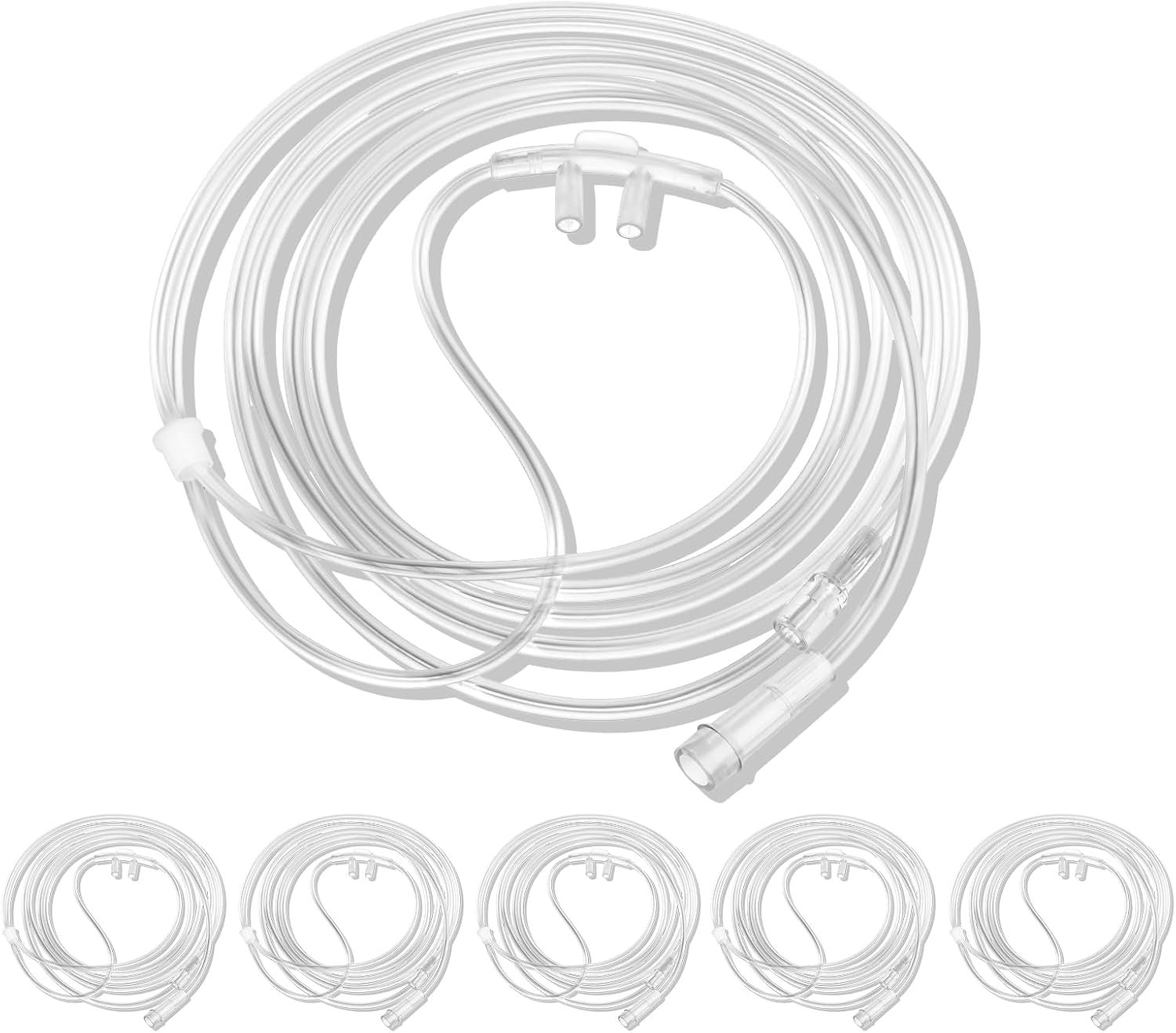 5 Pack Soft Nasal Oxygen Cannula for Adult - 7 5 Pack Soft Nasal Oxygen Cannula for Adult - 7 Feet, Standard Connector, Kink Resistant, Lightweight Tubing for Comfortable Oxygen Delivery, Green