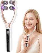 5 in 1 Face Massager, Face Roller Jaw & Tmj Massager for Lymphatic Drainage, Ice Roller for Face Sculpting Tool with Red Blue Light, Vibration, Heating for Home & Travel Use