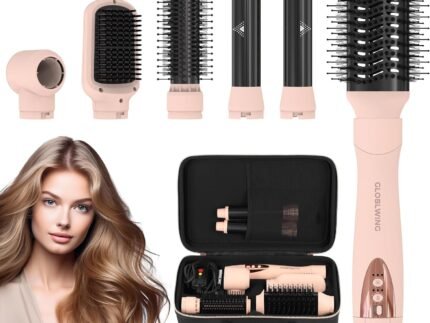 5 in 1 Hot Air Styler Wrap, High-Speed Hair Dryer Brush Blow Dryer with Auto Wrap Curlers for Curling, Straightening, Volumizing, Fast Drying & Frizz-Free Styling for All Hair Types