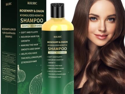 500ML Organic Rosemary & Onion Shampoo for Hair Growth Women & Men, Natural Hair Shampoo for Strengthening and Thickening with Hydrolyzed Keratin for Hair Loss, Oily Thinning Hair
