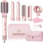 6 in 1 Air Hair Styler, 1400W High Speed Ionic Hair Dryer with Wrap Curlers, Blow Dryer Brush & Frizz-Free Hot Air Brush, No Heat Damage Hair Tools for Fast Drying, Curling, Smoothing & Volume