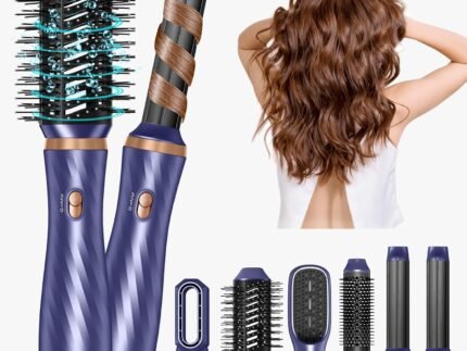 6 in 1 Hair Dryer Brush, Upgrade Detachable Blow Dryer Brush Air Styler Wrap Air Curler, Curly Twist Hot Curling Iron, Negative Ion Blow Dryer Hot Styler, Travel Hair Styling Tool