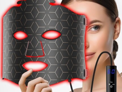 7-1 Colors LED Facial Skin Care Mask,Red Light Mask for Face, Cordless Led Silicone Face Mask Light,Salon or Home,Black.