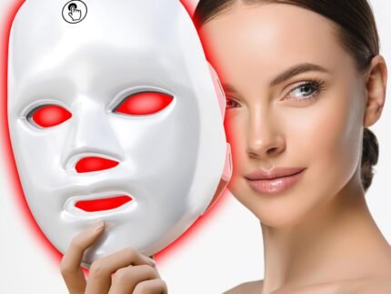 7-1 Colors Red Light Therapy For Face，LED Facial Skin Care Mask,Red Light Mask for Face, LED Facial Mask Light,Salon or Home,White.