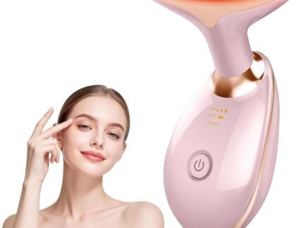 7 Color Face and Neck Massager, Portable Facial Massager Tool, Facial Skin Care Tools at Home, Rose Gold