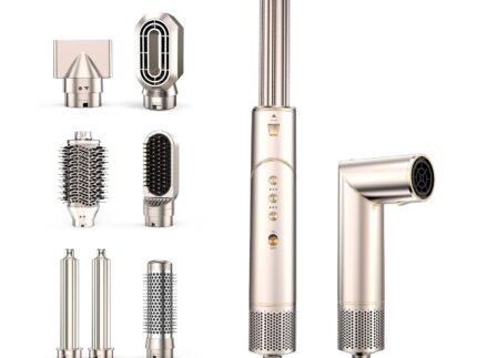 7 in 1 High-Speed Hair Dryer Brush, 110,000 RPM Air Styler for Automatic Air Curling, Negative Ionic Hot Air Brush Set for Fast Drying, Volumizing & Frizz Control, Heat Protection Multi-Styler