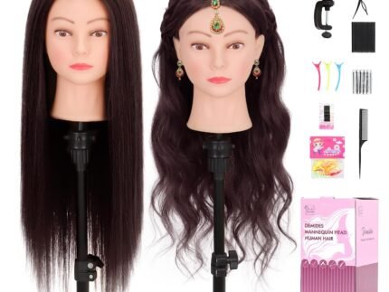 80% Demides Human Hair Mannequin Head for Hair Styling, #4