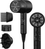 AINA Hair Dryer with Diffuser,Comb Full-Featured Blow Dryer 110V(Black)