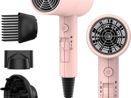 AINA Hair Dryer with Diffuser,Comb Full-Featured Blow Dryer 110V(Pink)