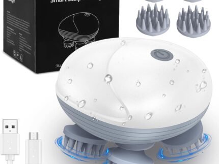 AMIR Upgraded Electric Scalp Massager, Portable Head Massager with Kneading 96 Massage Nodes, Handheld Head Scratcher Massager for Stress Relax and Pain Relief, Ideal Valentine‘s Day Gift for Her/Him