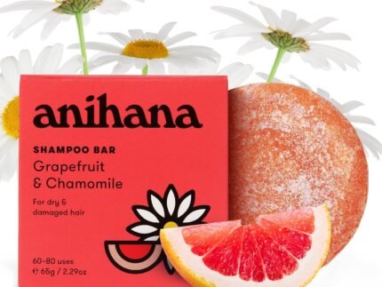 ANIHANA Shampoo Bar for Dry Damaged Safe For Color Treated Hair Moisturizing Hydrating Healthy Looking Hair Paraben Free Grapefruit and Chamomile 2.29 oz
