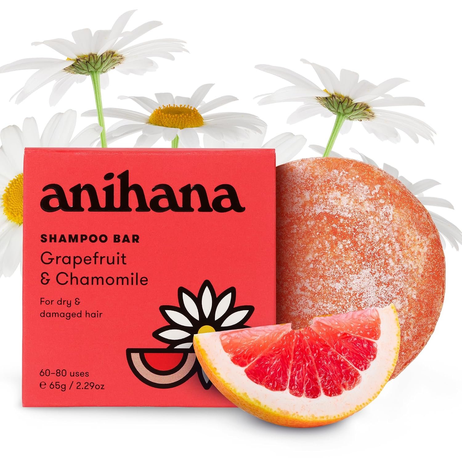 ANIHANA Shampoo Bar for Dry Damaged Safe For Color Treated Hair Moisturizing Hydrating Healthy Looking Hair Paraben Free Grapefruit and Chamomile 2.29 oz ANIHANA Shampoo Bar for Dry Damaged Safe For Color Treated Hair Moisturizing Hydrating Healthy Looking Hair Paraben Free Grapefruit and Chamomile 2.29 oz