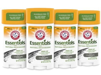 ARM & HAMMER Essentials Charcoal Deodorant for Men and Women, 4-Pack