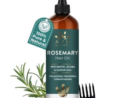 AVD ORGANICS Pure Rosemary Oil for Hair Growth (6.7 fl oz) Infused with strengthening Biotin Jojoba & castor Oil Split Ends & Dry Scalp Treatment to Support Longer, Healthier Strands | 200ML
