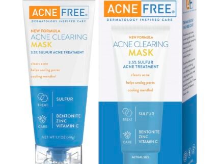 AcneFree Acne Clearing Mask, 3.5% Sulfur Acne Treatment, Absorbs Excess Oil and Unclogs Pores with Vitamin C, Bentonite, and Zinc, 1.7 Ounce