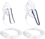 Adult Oxygen Mask with 7ft Tubing and Adjustable Strap, 2 Pack