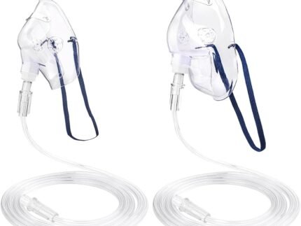 Adult Oxygen Mask with 7ft Tubing and Adjustable Strap, 2 Pack