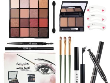 All in One Makeup Kit For Girls – 16 Colors Naked Eyeshadow Palette, 3Pcs Makeup Brushes, Waterproof Eyeliner Pencil, Eyebrow Powder,Eyebrow Pencil,Mascara, Women and Beginners Teens Makeup Gift Set