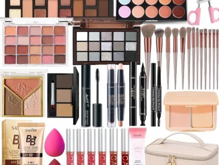 All in One Makeup Kit, Makeup Kit for Women Full Kit, Travel Make Up Gift Set for Women, Teens & Girls, Includes Eyeshadow Lipstick Eyeliner Eyebrow Pencil Brush Set, Beginners and Professionals Alike