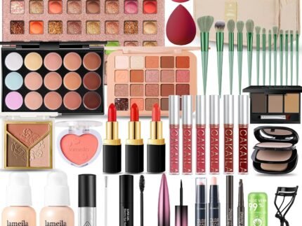 All in One Makeup Kit for Women Full Kit, Professional Travel Makeup Kit for Women & Teens, Foundation Eyeshadow Lipstick Brow Pencil Eyeliner Contour Powder, Complete Make Up Gift Set for Beginners