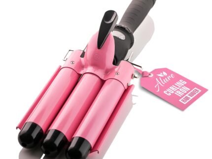 Alure Three Barrel Curling Iron Wand Hair Waver with LCD Temperature Display – 1 Inch Ceramic Tourmaline Triple Barrels, Dual Voltage Crimp