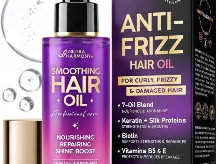 Anti-Frizz Hair Oil for Dry, Curly & Damaged Hair – Hair Treatment, 3.4oz