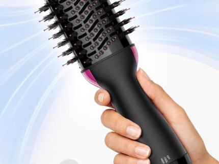 Aopant Dual Voltage Mini Hair Dryer Brush Blow Dryer Brush in One, 110-240V 900W Travel Hot Air Brush Volumizer, 4-in-1 Styling Brush with Ceramic Titanium Barrel, Ionic Care, Cool & High Settings