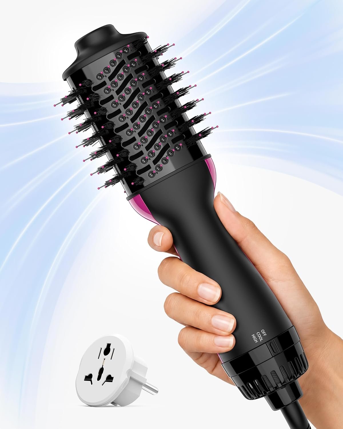 Aopant Dual Voltage Mini Hair Dryer Brush Blow Dryer Brush Aopant Dual Voltage Mini Hair Dryer Brush Blow Dryer Brush in One, 110-240V 900W Travel Hot Air Brush Volumizer, 4-in-1 Styling Brush with Ceramic Titanium Barrel, Ionic Care, Cool & High Settings