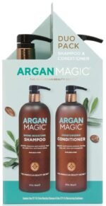 Argan Magic Shine Boosting Shampoo & Moisturizing Conditioner Duo – Gently Cleanses, Boosts Shine, Controls Frizz, Restores Moisture, Detangles | Paraben Free, (32 oz)