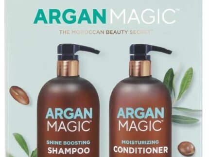 Argan Magic Shine Boosting Shampoo & Moisturizing Conditioner Duo – Gently Cleanses, Boosts Shine, Controls Frizz, Restores Moisture, Detangles | Paraben Free, (32 oz)